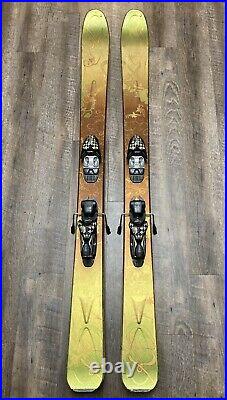 K2 153 cm Women's Powder Skis Wide Green Gold With Marker 12.0 Bindings