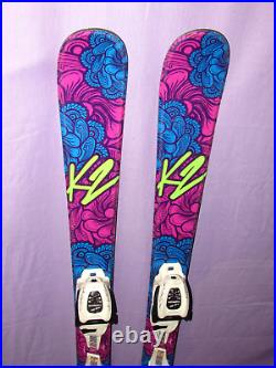 K2 LUV BUG girls all mtn skis 112cm with Marker 4.5 Gripwalk adjustable bindings