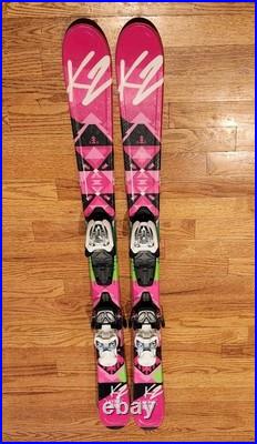 K2 Luv Bug 112 cm Junior Snow Skis With Marker 4.5 Bindings Pink