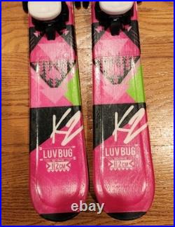 K2 Luv Bug 112 cm Junior Snow Skis With Marker 4.5 Bindings Pink