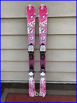 K2 Luv Bug Girls 124cm Skis withMarker 7.0 Intermediate Binding GREAT CONDITION