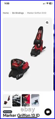 Marker Griffon 13 Ski Bindings, Black/Red, 90mm