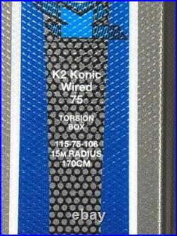 Men's K2 Konic 75 Wired 170 cm Skis With Marker M2 Bindings Max Din 10