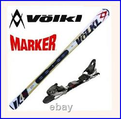 VOLKL RTM 7.4 tip rocker alpine skis 163cm & MARKER fastrak adjustable bindings