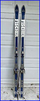 Vintage Fischer ALU skis 185cm Marker Rotamat I bindings leather straps display