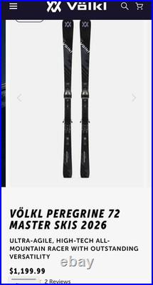 Volkl Peregrine 72 Master Race Skis 168 With Marker Comp Bindings MINT Condition