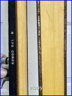 Vtg Fischer Alpine Deluxe 175cm wood skis Austria Marker bindings leather strap